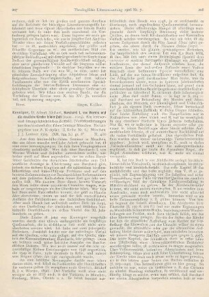207-209 [Rezension] Koeniger, Albert Michael, Burchard I. von Worms und die deutsche Kirche seiner Zeit (1000 - 1025)
