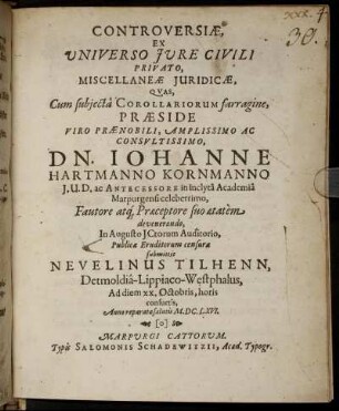 Controversiae, Ex Universo Iure Civili Privato, Miscellaneae Iuridicae