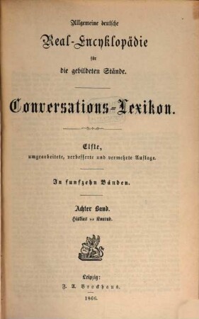 Allgemeine deutsche Real-Encyklopädie für die gebildeten Stände : Conversations-Lexicon, 8. Hiskias - Konrad