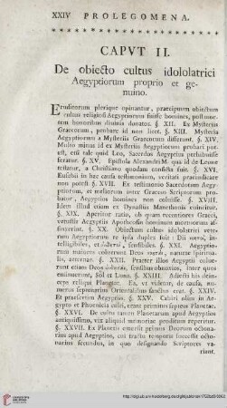 Capvt II: De obiecto cultus idololatrici Aegyptiorum proprio et genuino