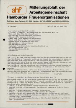 Mitteilungsblatt der Arbeitsgemeinschaft Hamburger Frauenorganisationen