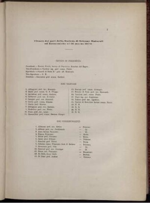 Elenco dei soci della Società di Scienze Naturali ed Economiche al 31 marzo 1878.