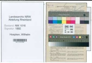 Entnazifizierung Wilhelm Hoepken , geb. 20.01.1868 (Brieftraeger)