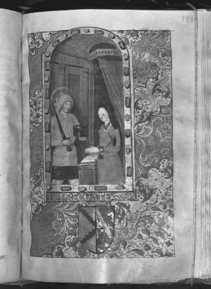 Heures de Devisme / Heures / Horae / Stundenbuch — Besitzerin des Buches mit ihrem Heiligen, Folio fol. 188 r