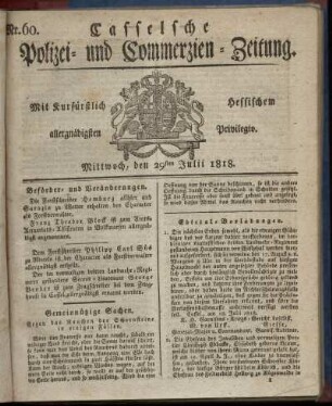 Nr. 60, Mittwoch, den 29sten Julii 1818