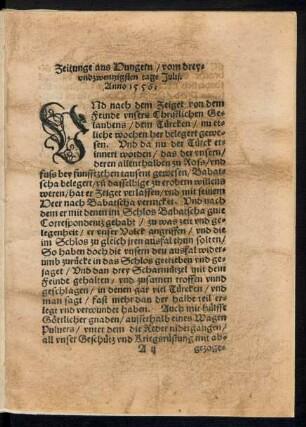 Zeitunge aus Hungern/ vom dreyundzwentzigsten tage Julii. Anno 1556.