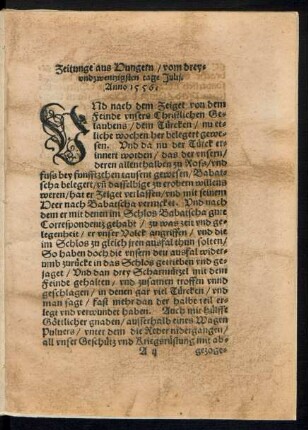 Zeitunge aus Hungern/ vom dreyundzwentzigsten tage Julii. Anno 1556.