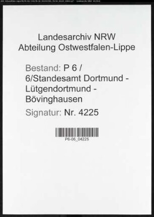 Sterberegister Standesamt Dortmund-Lütgendortmund-Bövinghausen (XI)