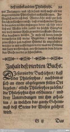 Inhalt deß vierdten Buchs.