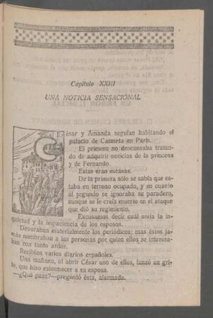 Capítulo XXIII - Una noticia sensacional