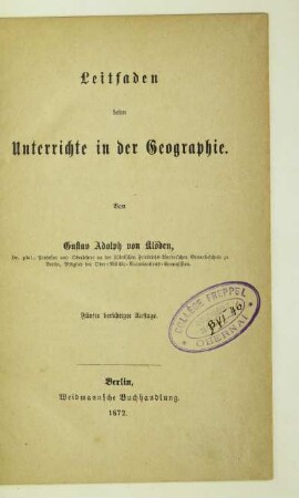 Leitfaden beim Unterrichte in der Geographie