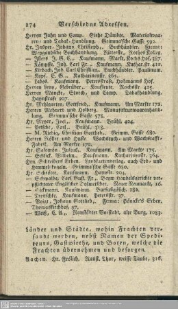 Länder und Städte, wohin Frachten versandt werden