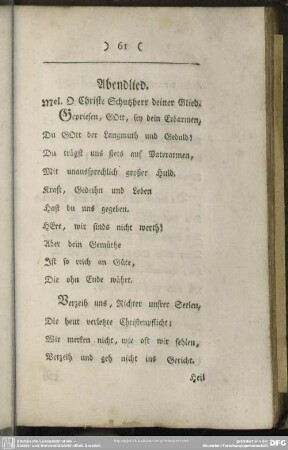 Abendlied. Mel. O Christe Schutzherr deiner Glied