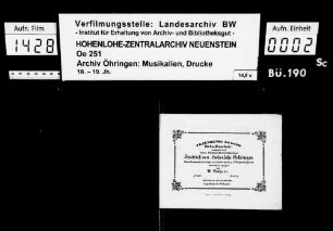 Kühner, Wilh., Friedrichs Galopp für das Pianoforte, Friedrich von Hohenlohe-Oehringen gewidmet, Mannheim, Heckel.