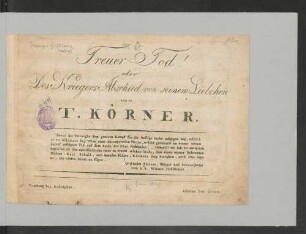 Treuer Tod! oder: Des Kriegers Abschied von seinem Liebchen : [Ausg. f. Gesang u. Klavier]
