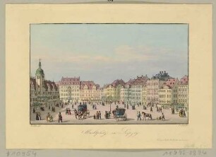 Der Markt in Leipzig von Norden mit dem Alten Rathaus links