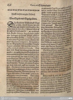 Fünff und siebenzigster Discurß. Von Sigeln und Sigelgräbern.