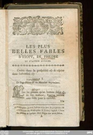 Les Plus Belles Fables D'Escope, De Phedre Et D'Autres Auteurs.