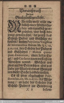 Voransprach An den Großgünstigen Leser