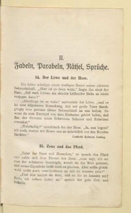 II. Fabeln, Parabeln, Rätsel, Sprüche