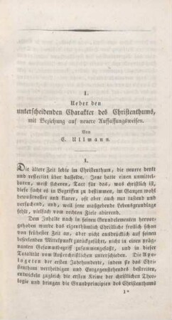 7-61 Ueber den unterscheidenden Charakter des Christenthums, mit Beziehung auf neuere Auffassungsweisen