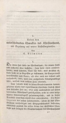 7-61 Ueber den unterscheidenden Charakter des Christenthums, mit Beziehung auf neuere Auffassungsweisen