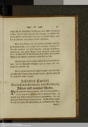 Zehendes Kapitel. Versuch mit Gelbholz und Rothholz. Achtes und neuntes Muster.