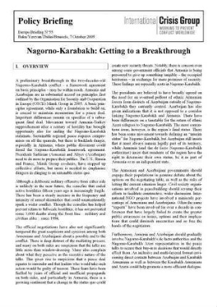 Nagorno-Karabakh : getting to a breakthrough