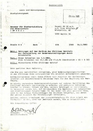 Chronologische Dokumentation: Bürgerbeteiligung Görlitzer Park, 1985