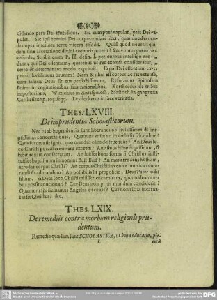 Thes. LXVIII. De imprudentia Scholasticorum