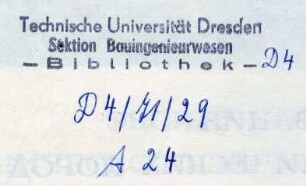Technische Universität Dresden, Sektion Bauingenieurwesen, Bibliothek / Stempel