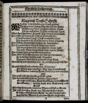 Klag- und Trost-Schrifft.