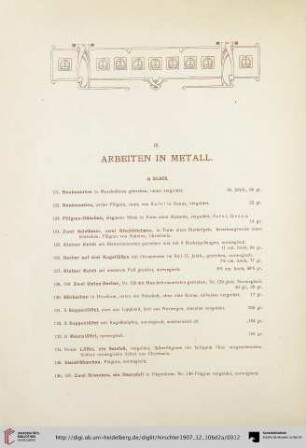 III. Arbeiten in Metall (Nr. 121-208)