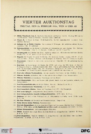 Vierter Auktionstag: Freitag, den 26. Februar 1904, von 10 Uhr ab (Nr. 547-713)