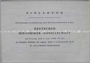 Einladung zur Gründungsversammlung eines Bezirksverbandes der Deutschen Historikergesellschaft