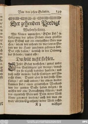 Der zehenden Predigt Wiederholung.
