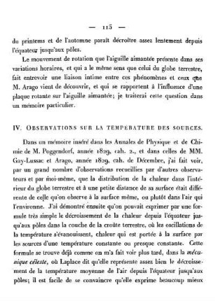 IV. Observations Sur La Température Des Sources