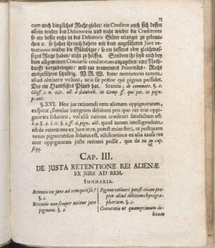 Cap. III. De Justa Retentione Rei Alienæ Ex Jure Ad Rem.