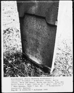 Grabstein Bette Stern (+1886)