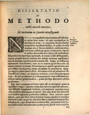 Renati des Cartes Specimina philosophiae : seu dissertatio de methodo rectè regendae rationis, & veritatis in scientiis investigandae: Dioptrice, et Meteora ; Ex Gallico translata, & ab Auctore perlecta, variisque in locis emendata