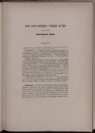 Alcune ricerche morfologiche e fisologiche sull' Hydra