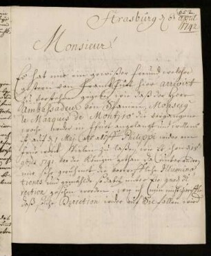 Brief von Johann Daniel Blümel an Johann Friedrich von Uffenbach, Straßburg, 6.4.1742
