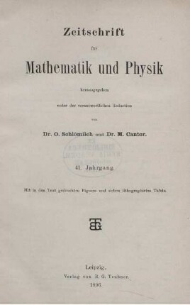 41: Zeitschrift für Mathematik und Physik