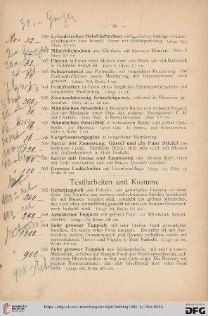 Textilarbeiten und Kostüme (Nr. 552-588)