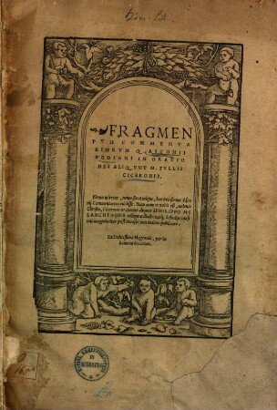 Fragmentum commentariorum Q. Asconii Pediani in Orationes aliquot M. Tullii Ciceronis