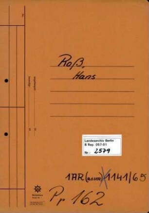 Personenheft Hans Roß (*11.02.1910), Kriminalangestellter und SS-Scharführer