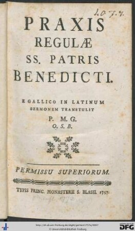 Praxis Regulae SS. Patris Benedicti