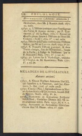 Melanges De Littérature.