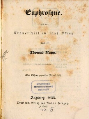 Euphrosyne : Trauerspiel in fünf Akten