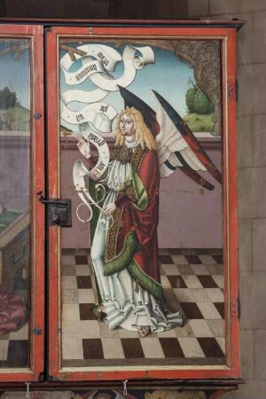 Annenaltar — Rechter Flügel: Verkündigungsszene: Gabriel